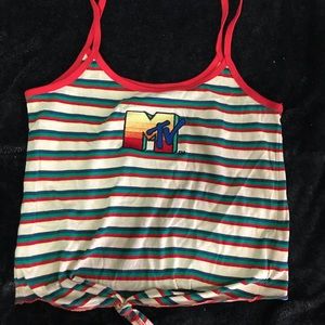 MTV Cropped Tank Top w/ Tie Front
